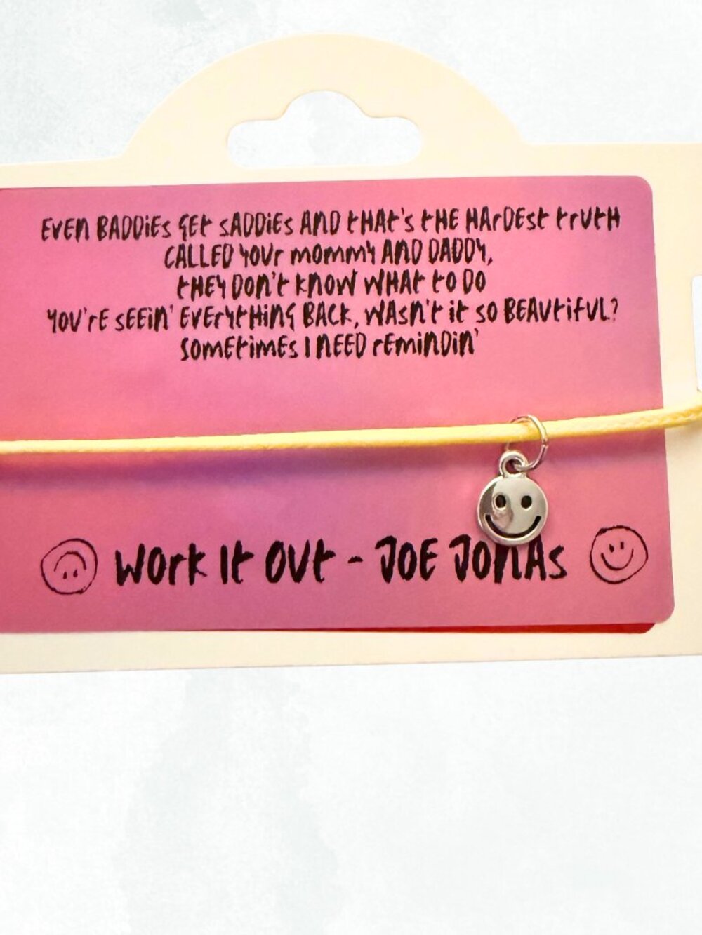 Joe Jonas - WORK IT OUT song lyric Bracelet